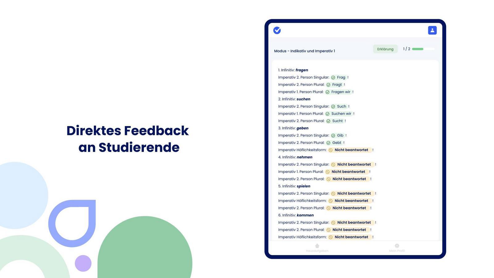 Screenshot zur Darstellung der Feedbackfunktion
