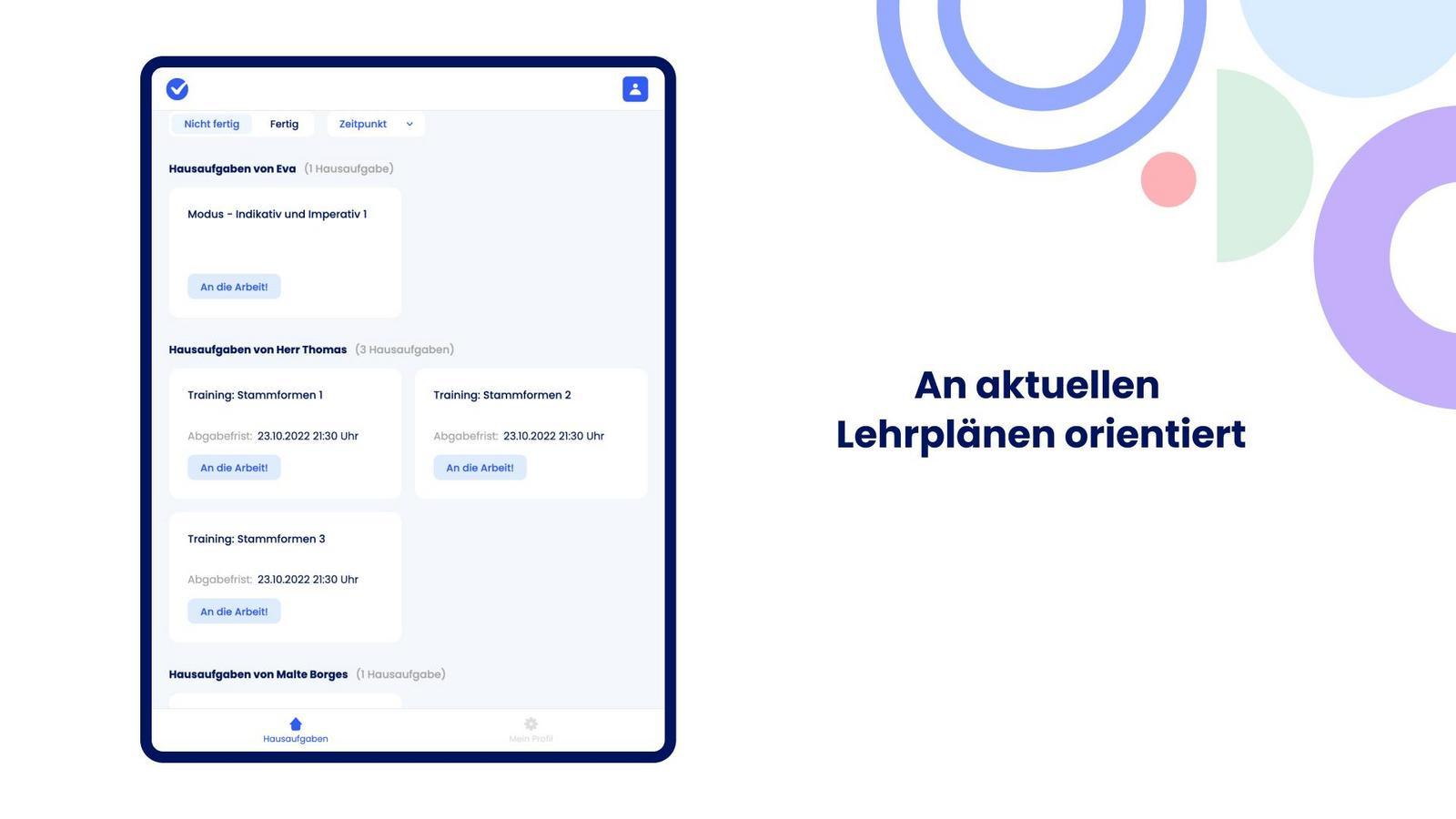 Screenshot Beispiel zur Aufgabenverteilung