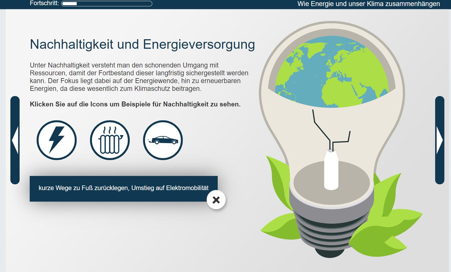 Screenshot zur Folie Nachhaltigkeit und Energieversorgung