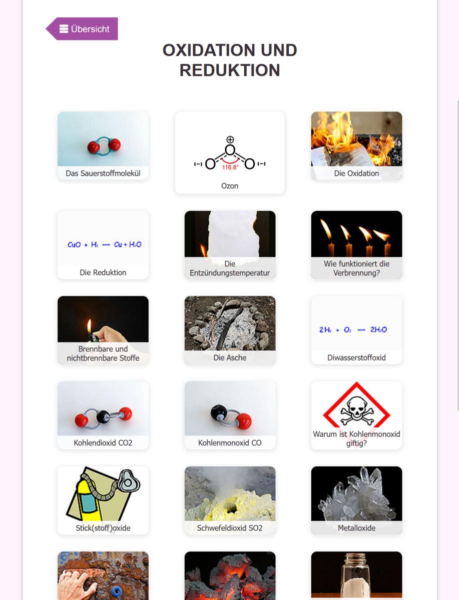 LernMax Chemie Screenshot zur Darstellung von Oxidation und Reduktion