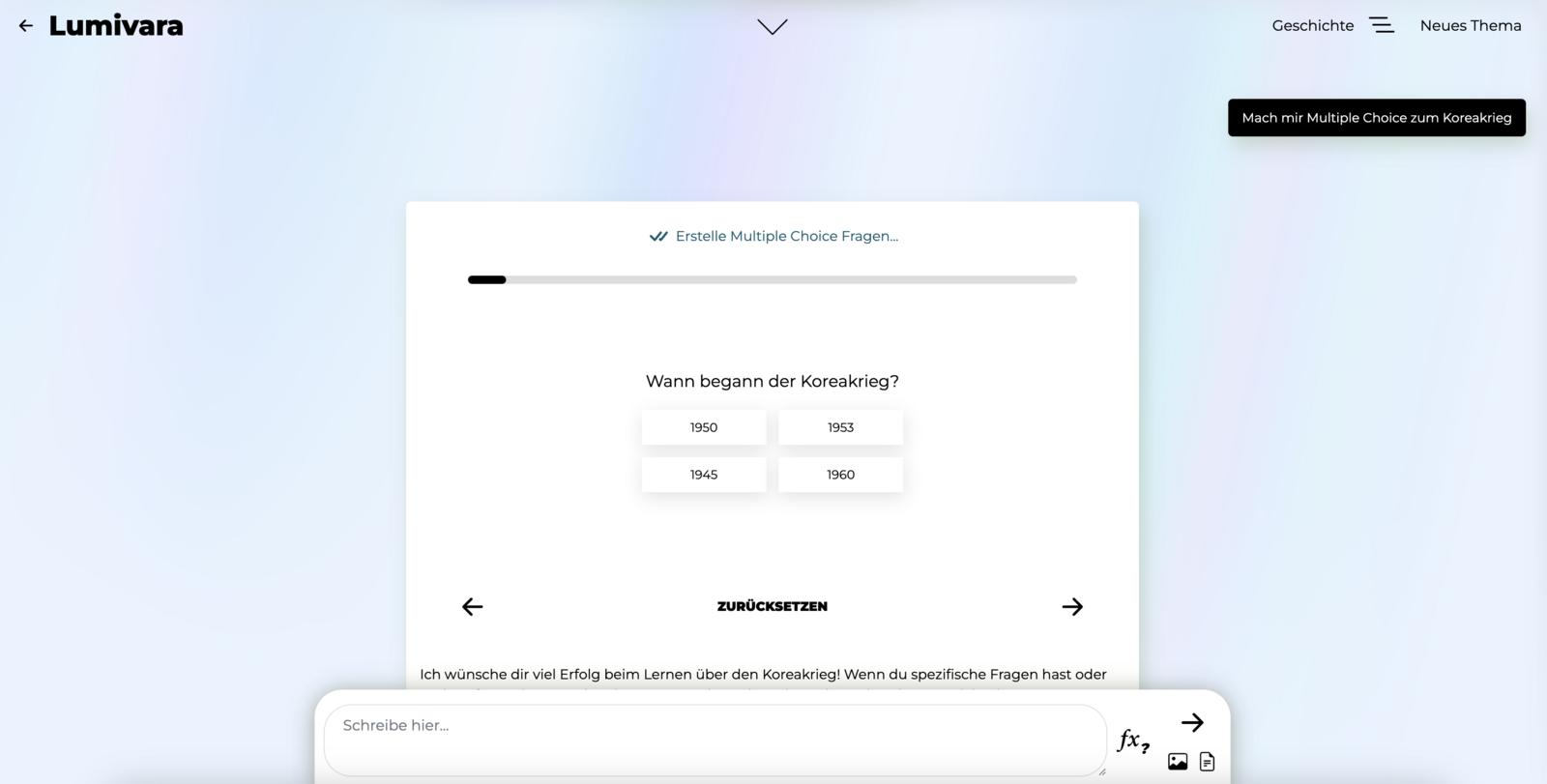 Screenshot eines Beispiels zur Erstellung von Multiple Choice Fragen