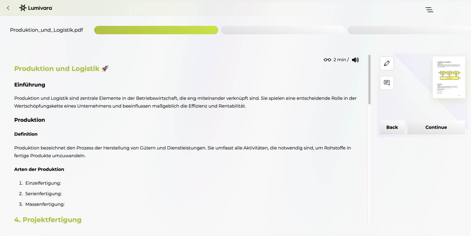 Screenshot der Stoffübersicht von Produktion und Logistik