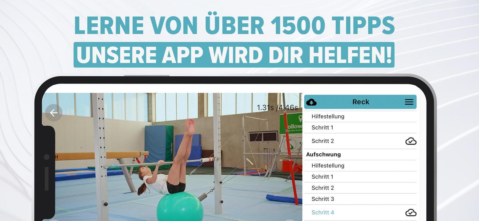Screenshot mit Video und Schritt-für-Schritt Anleitung der Übung Reck