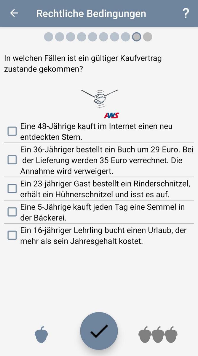Screenshot zum Rechtliche Bedingungen